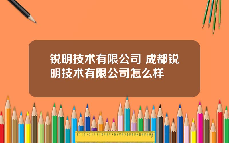 锐明技术有限公司 成都锐明技术有限公司怎么样